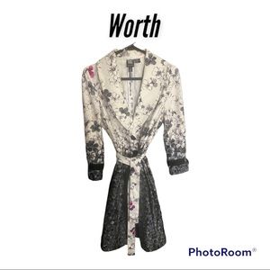 NWOT W by Worth Women’s Floral Trench Coat Size Small